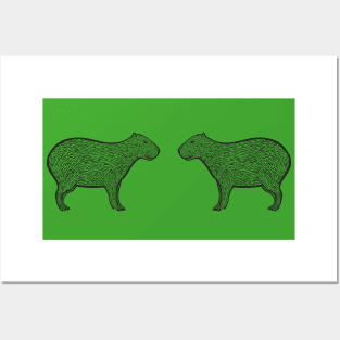 Capybaras in Love - cute capybara design - light colors Posters and Art